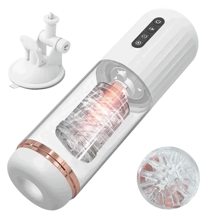 Platinum Warrior White 10 Rotation télescopique 10 Aspiration Masturbation masculine automatique