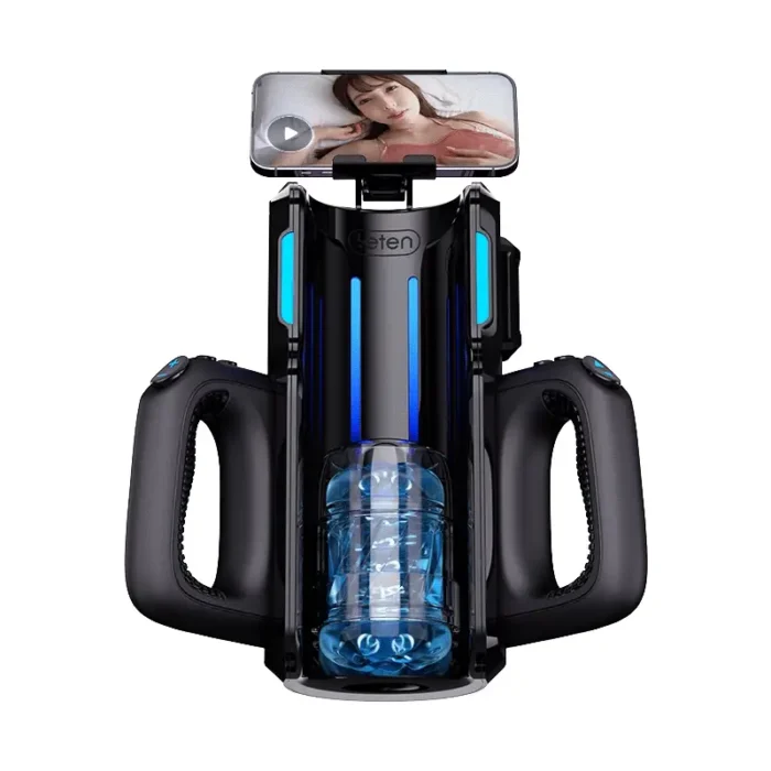 Thrusting Cannon King - Double manchons interchangeables, extension de 12 cm et appareil de plaisir pour hommes avec une vitesse de poussée maximale de 700/minute