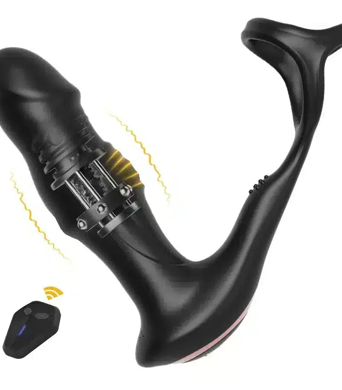Masseur de prostate 9 Vibration & 9 va-et-vient de billes & 9 tapotements avec cockring