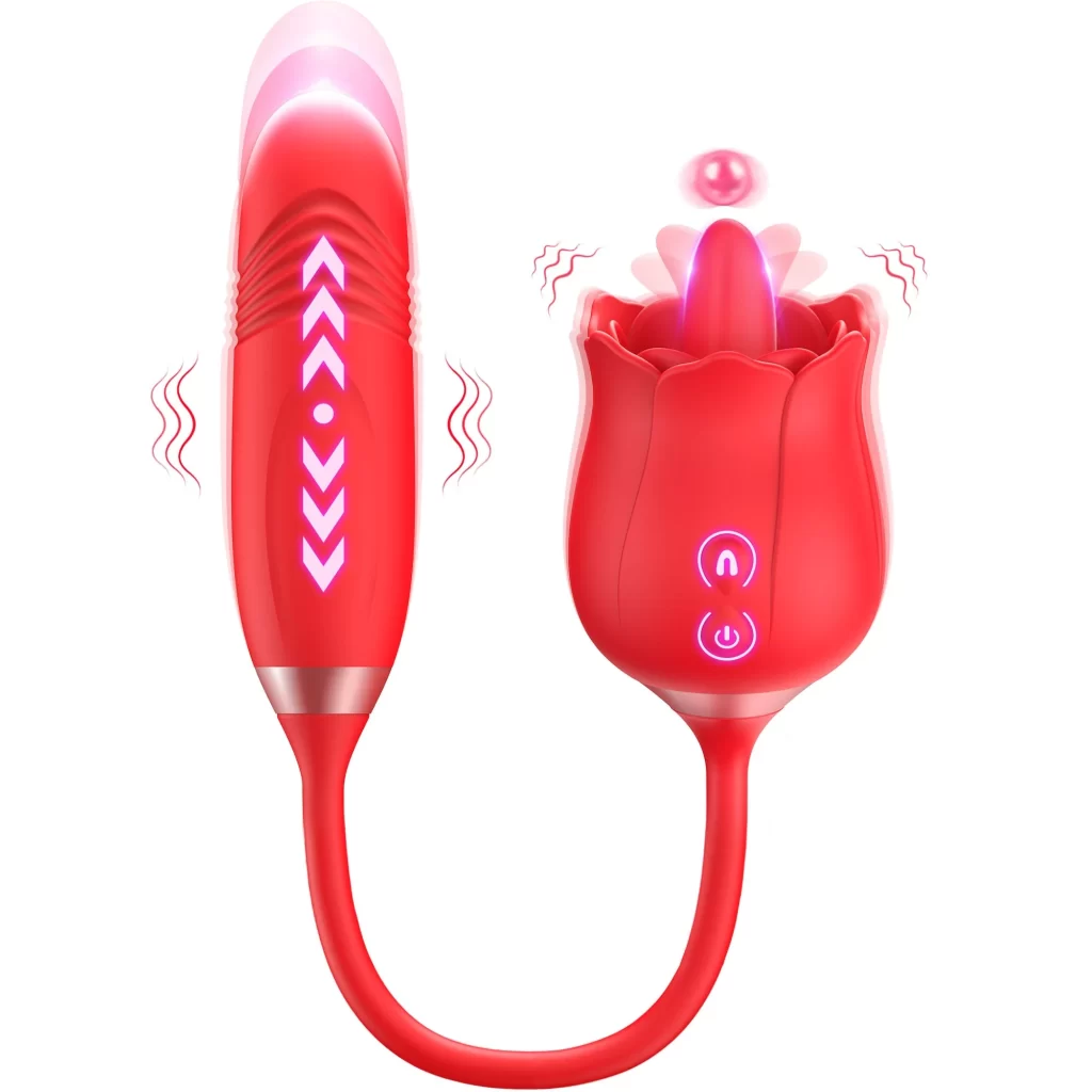 Ecliptic - Vibromasseur Rose avec fonctions de léchage et de poussée