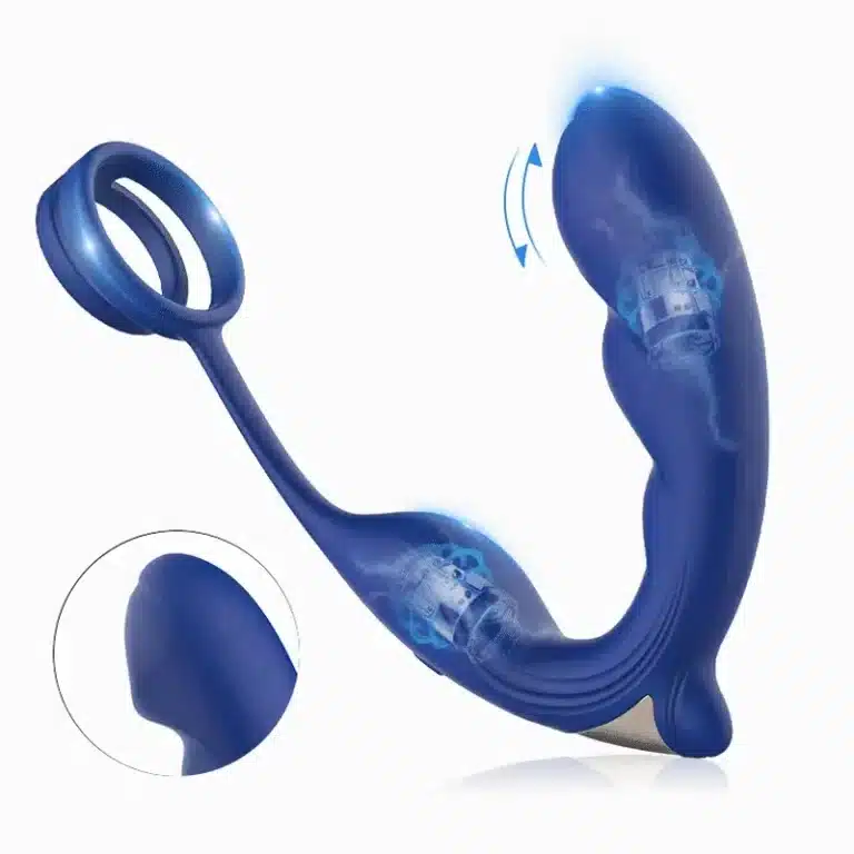 Blauer Flügel-Doppel-Penisring Prostata-Massagegerät 9 Vibration