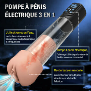 Pompe à pénis électrique avec affichage de la pression, amplificateur de vide, 4 modes d'entraînemen