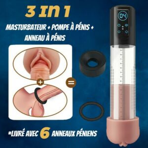 Pompe à pénis électrique avec affichage de la pression, amplificateur de vide, 4 modes d'entraînemen