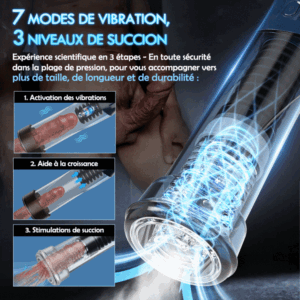 Appareil pour agrandir le pénis avec stimulation du gland 3 niveaux d'aspiration et 7 mod