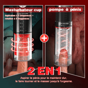 5 Rotation + 5 Aspiration 2-en-1 Godet de Masturbateur cup Pompe à pénis.