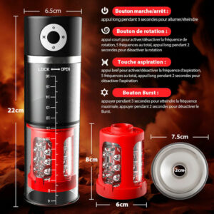 5 Rotation + 5 Aspiration 2-en-1 Godet de Masturbateur cup Pompe à pénis.