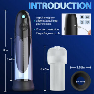 WaterSamurai - Pompe à pénis électrique à aspiration sous vide - 3 fréquences - Plaisir confortable et entraînement scie