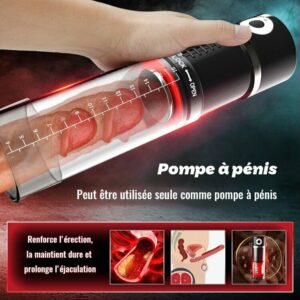 5 Rotation + 5 Aspiration 2-en-1 Godet de Masturbateur cup Pompe à pénis.