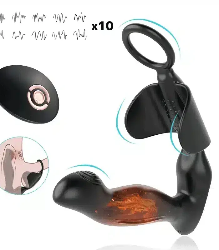JOKER Vibromasseur prostatique 10 vibrations avec anneaux péniens