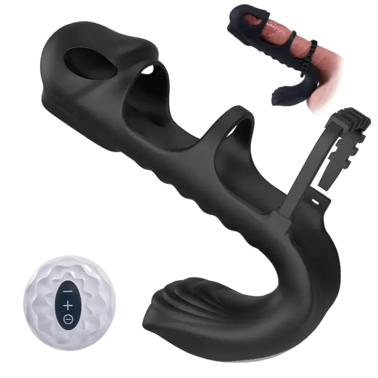 devil - Double motor vibrating penis sleeve and 2-in-1 adult toy vibrator