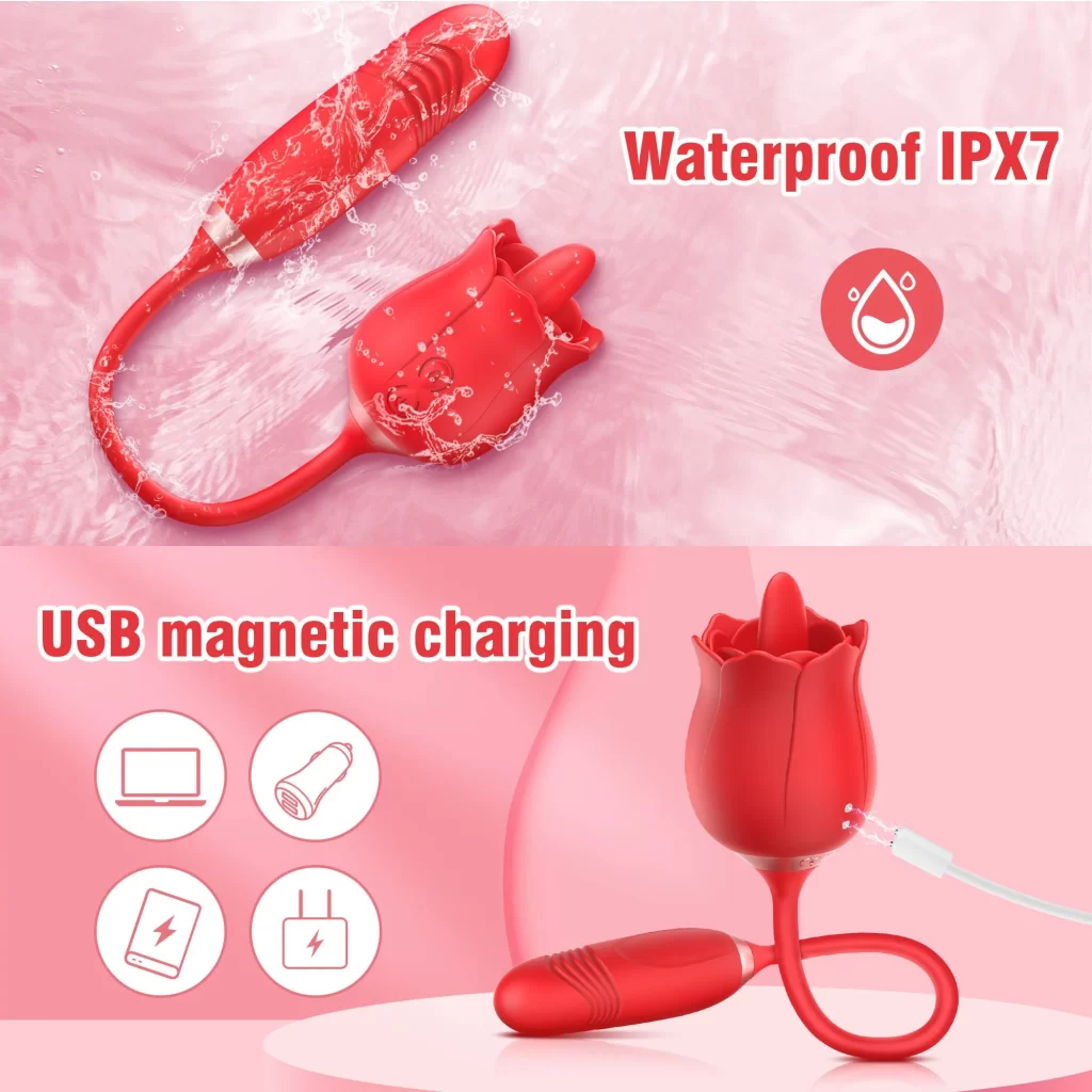 Ecliptic - Vibromasseur Rose avec fonctions de léchage et de poussée