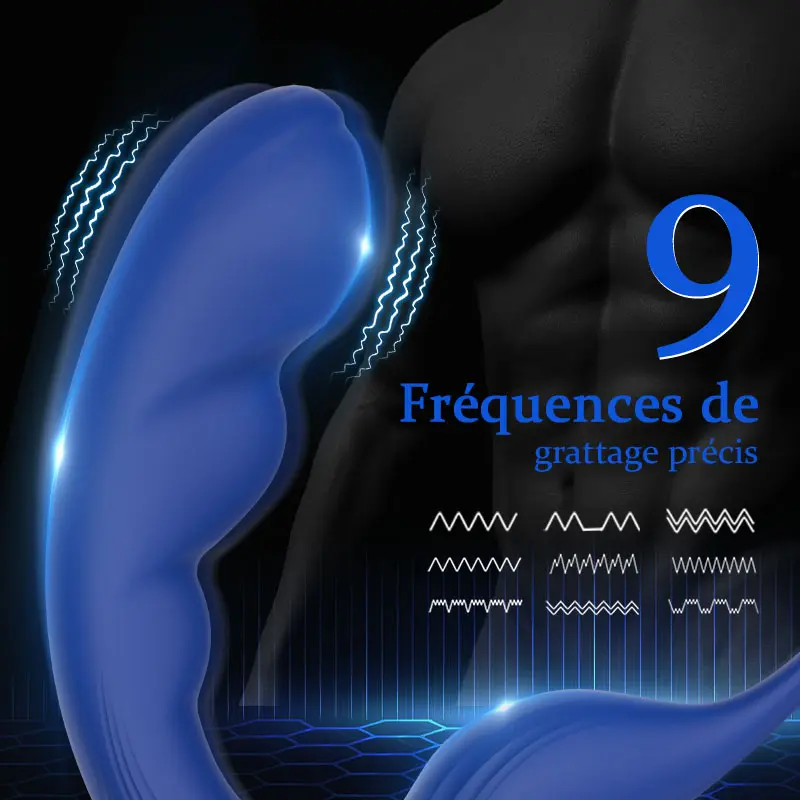 Blue Wing double anneau pénien masseur de prostate 9 vibrations - photo 4