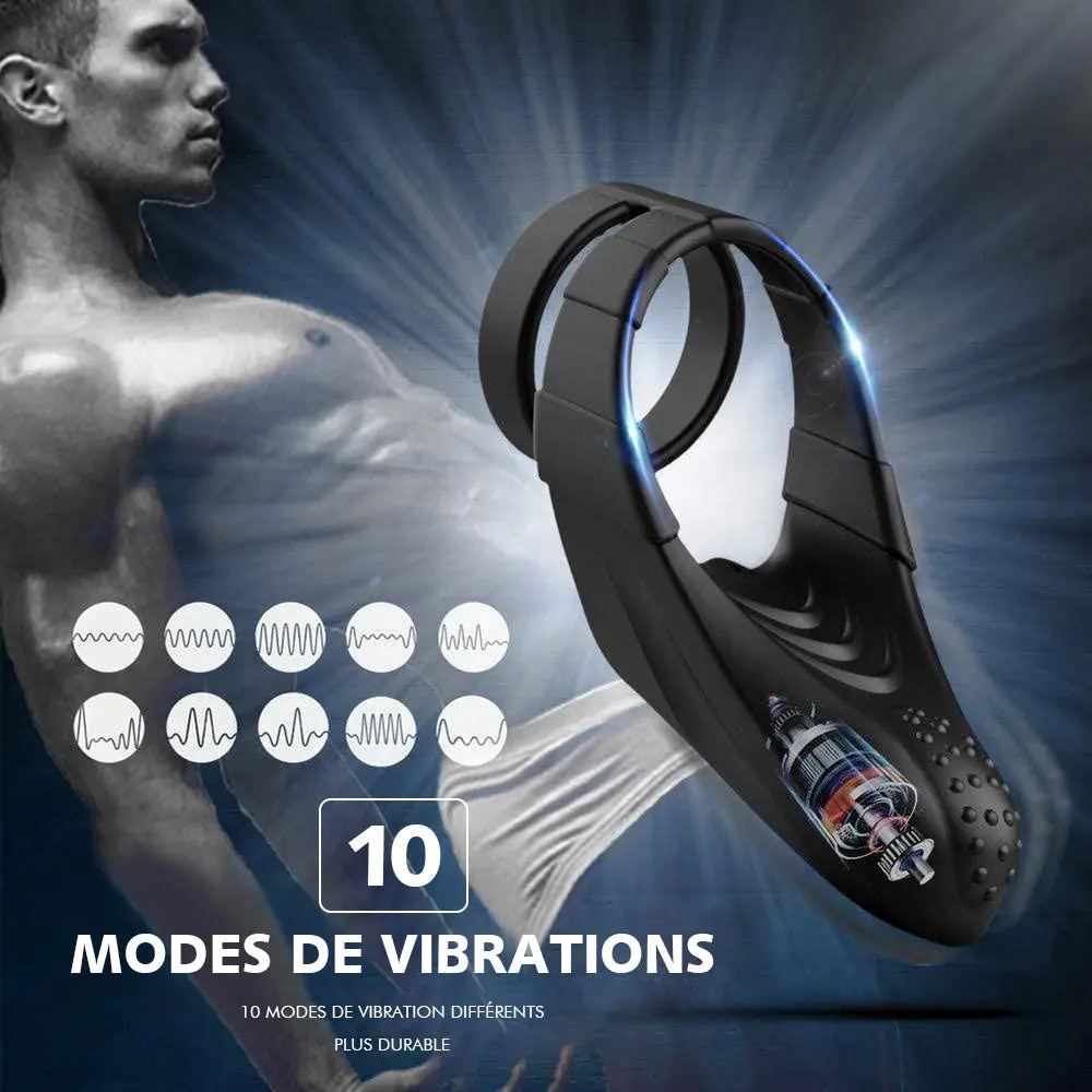 Double Anneau de pénis 10 stimulation de points sensibles aux vibrations - photo 5