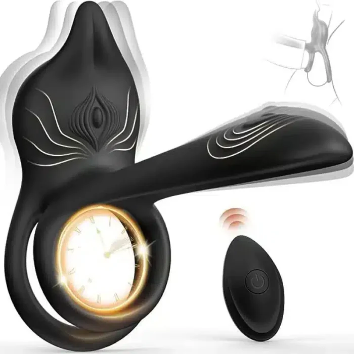 Vibrateur à anneau pénien 3 en 1, stimulateur de point G et clitoris à 10 vibrations, vibrateur pour couple en érection — Sol