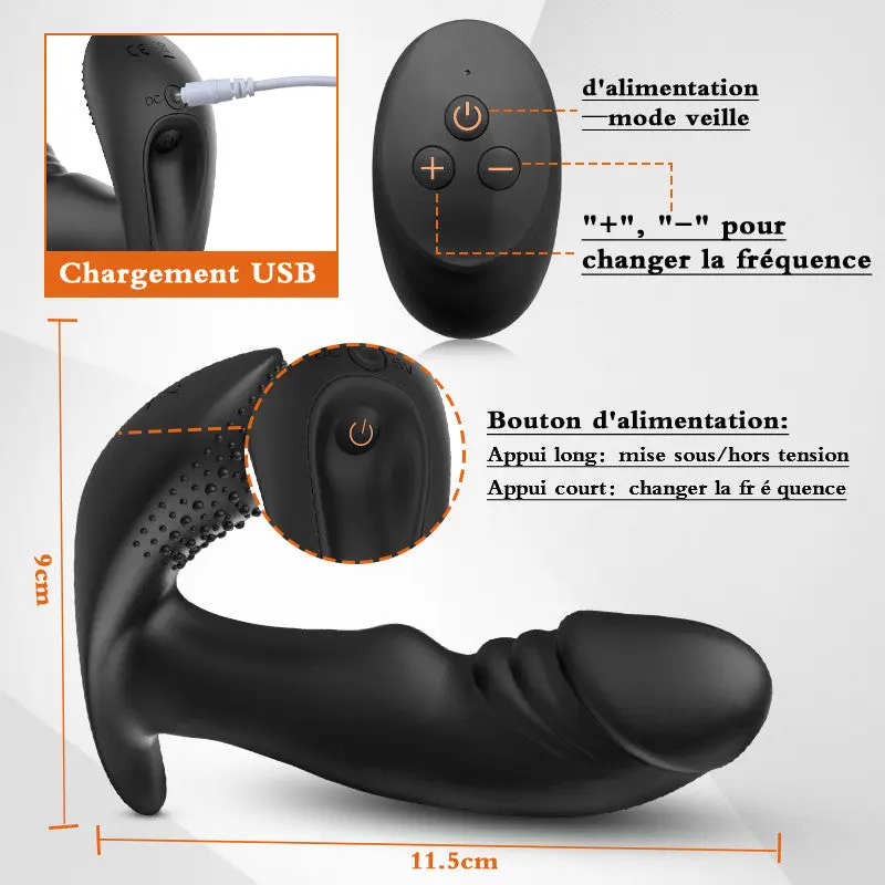 Vibromasseur prostatique 3 en 1 avec boules noir
