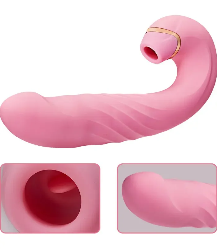 Vibromasseur rose féminin 10 succion 10 vibration 3 va-et-vient
