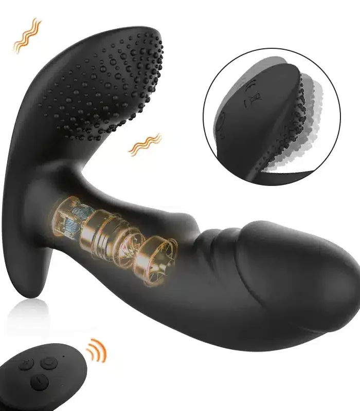 Vibromasseur prostatique 3 en 1 avec boules noir