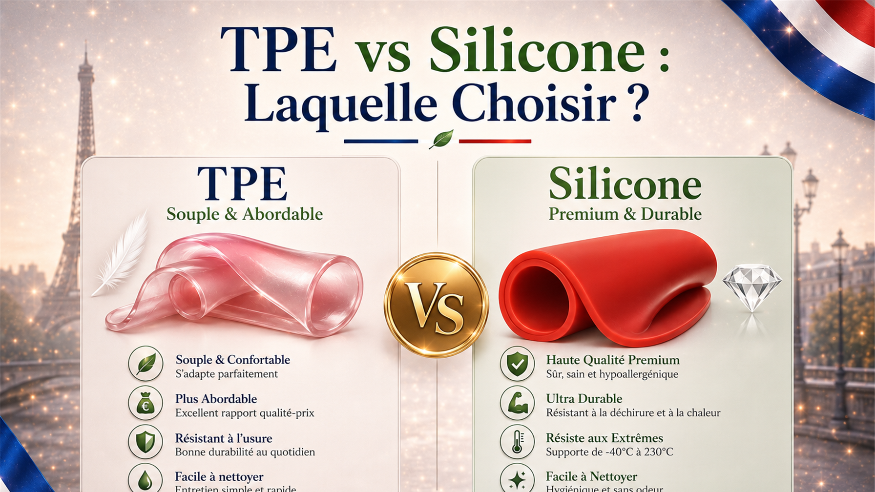 Comparatif poupée sexuelle TPE vs Silicone 2026 - guide expert