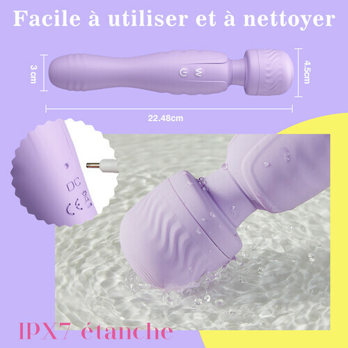 12 Vibrations & Rotations Wand magique pour la stimulation du clitoris et du vagin Massages multifonctions