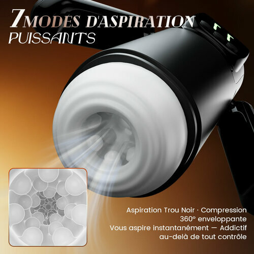 【7 Jours! 】Phantom - 7 Aspirations 7 Vibrations Poignées Doubles Texture de Canal à Grands Granules M