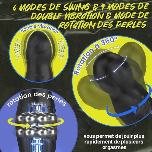 9 doubles vibrations 6 rotations de la tête Boule télescopique Stimulation de la prostate - photo 2