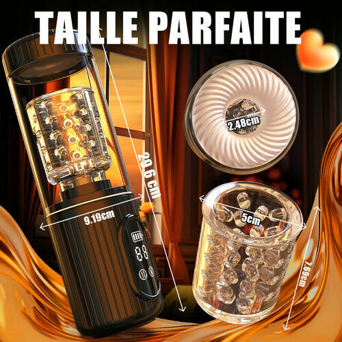 Aisia -3 en 1 Masturbateur pour sexe oral 4 aspirations 5 modes de poussée rotatifs