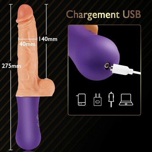 Allovers - Gode dildo réaliste 3 en 1 avec 6 modes télescopiques et 10 modes de vibration, Avirobta