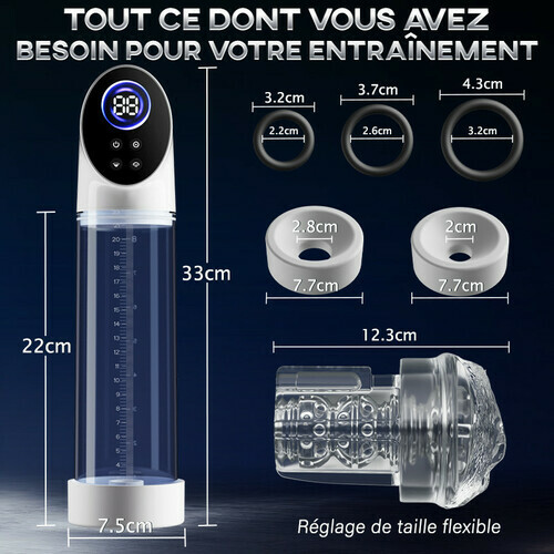 Arthur-6 Pompe à pénis intelligente à succion pour agrandissement avec manchon transparent - 2 manchons en silicone