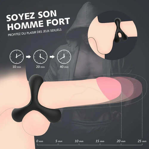 Ava - Cockring Anneau de pénis avec 3 anneaux, S-HANDE