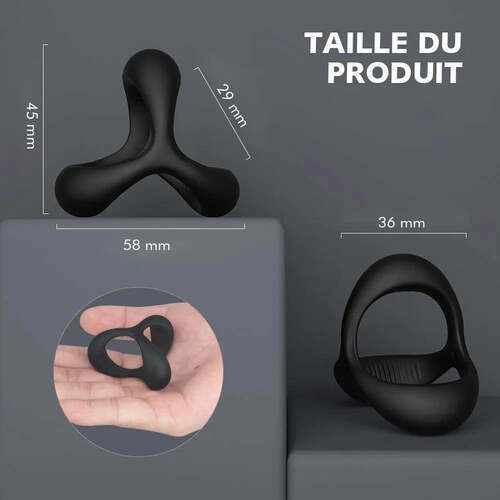 Ava - Cockring Anneau de pénis avec 3 anneaux, S-HANDE