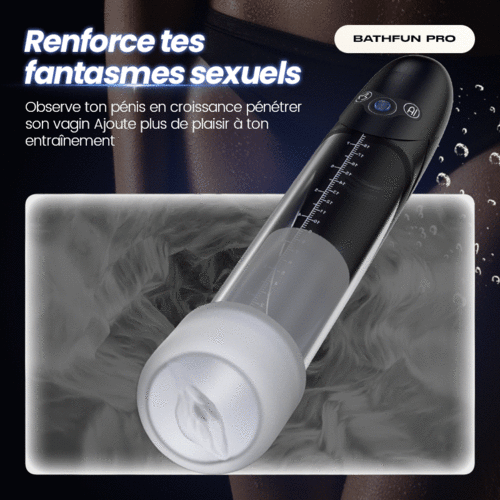 BathFun - Pompe à pénis professionnelle Puissante aspiration sous vide Étanche à 100 % Fonction d'entraînement inte