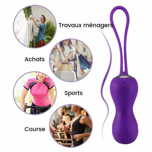 Boules de Geisha avec 10 modes de vibration, vibromasseur sexuel violet