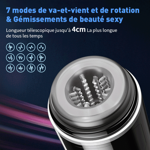 Chainsaw - Coupe de masturbation HERO avec ventouse, 7 fréquences, télescopique + rotative