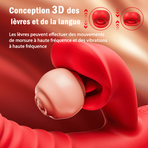 Chloe - Vibromasseur point G 4 en 1, stimulation clitoridienne par morsure de lèvres, jouets sexuel
