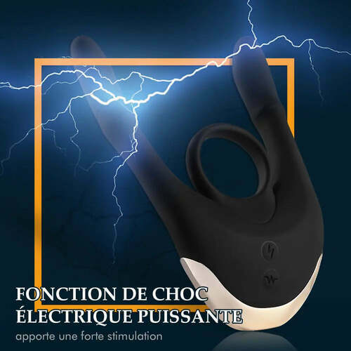 Cockring avec choc électrique et 10 modes de vibration, NVTOYS