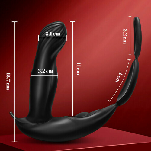 Masseur de prostate direct à 5 poussées et 10 vibrations avec anneau pénien