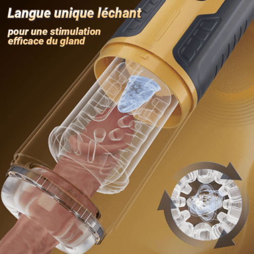 CREAMPIE - 5 EN 1 Lèche-massage Poussée-Rotation-Vibration-Caresseur
