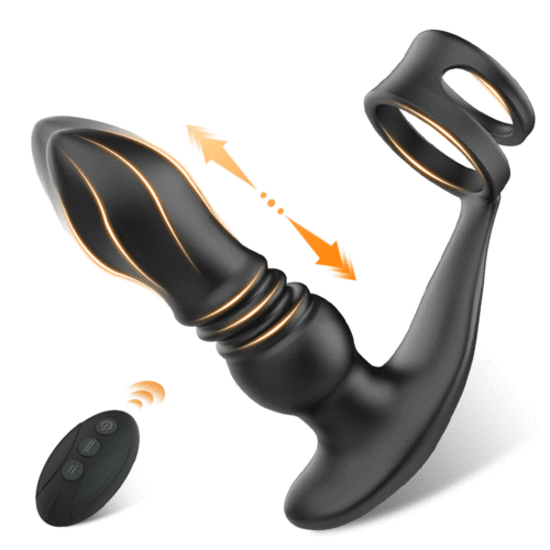 ELLIS Masseur de prostate double anneau avec 7 mouvements de va-et-vient, vibrations puissantes