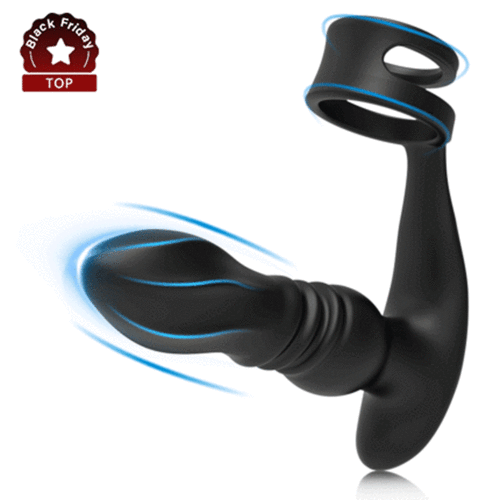 ELLIS Masseur de prostate double anneau avec 7 mouvements de va-et-vient, vibrations puissantes