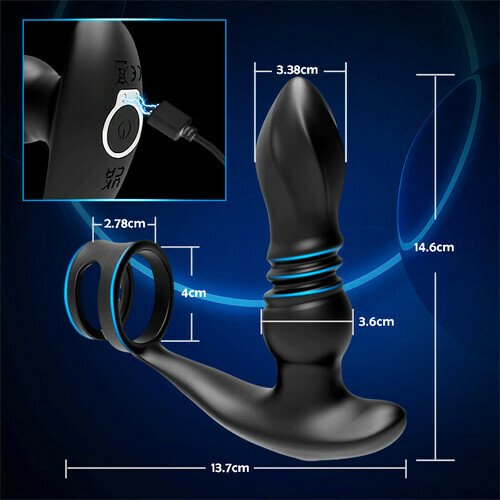 ELLIS Masseur de prostate double anneau avec 7 mouvements de va-et-vient, vibrations puissantes
