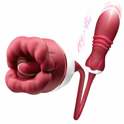 Elowen - Grande bouche avec léchage par la langue pour la stimulation du clitoris et des tétons, vibromasseur à va