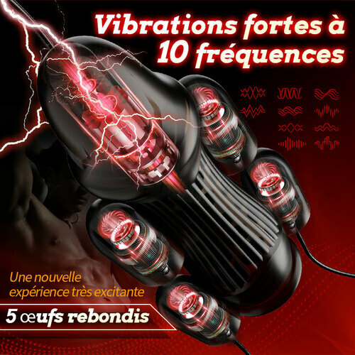 Entraîneur de pénis vibrant Black Knight VI 5 Œufs vibrants