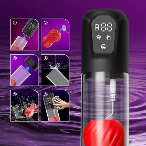 Expédition le 10 février Red lips-Pompe à pénis 7 succion 5 vibration, Avec 2 Gaines silicones interchangeables