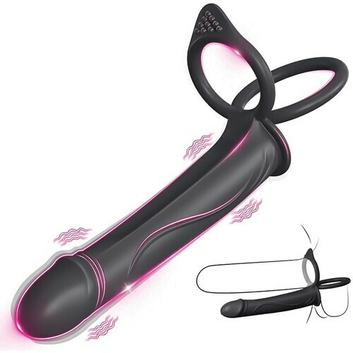 Gode ​​anal à sangle pour couple avec anneau pénien vibrant