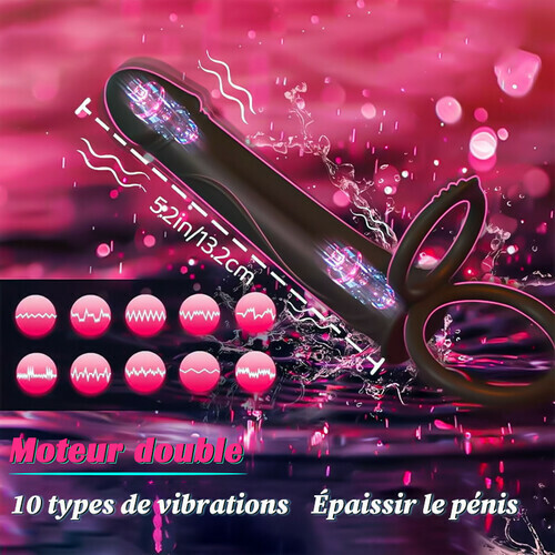 Gode ​​anal à sangle pour couple avec anneau pénien vibrant