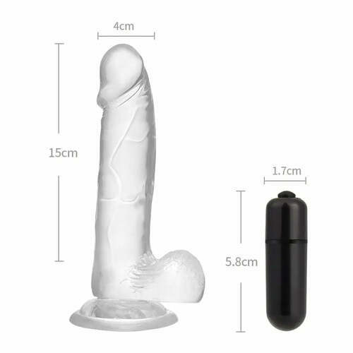Gode doux et transparent vibrant de manière réaliste avec une grande ventouse puissante