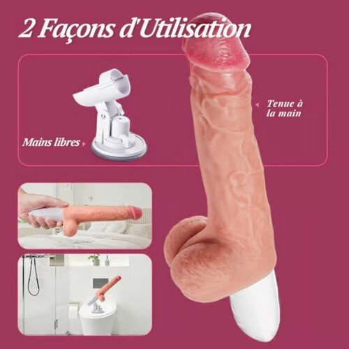 Gode extensible amoureux avec 8 mouvements de va-et-vient, vibrations, chauffage et rotation