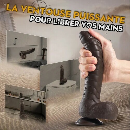Gode réaliste chauffant changeant de couleur avec 5 vibrations et 3 mouvements de va-et-vient