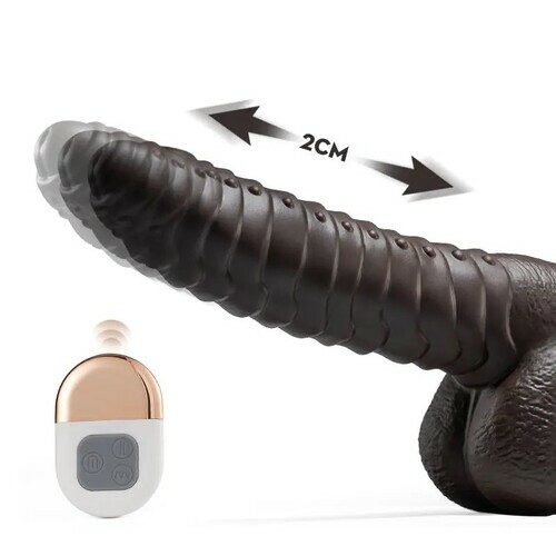 Gode réaliste chauffant changeant de couleur avec 5 vibrations et 3 mouvements de va-et-vient
