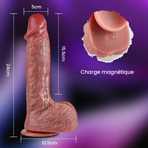 Gode ​​réaliste en silicone de 24 cm avec vibrations et télécommande